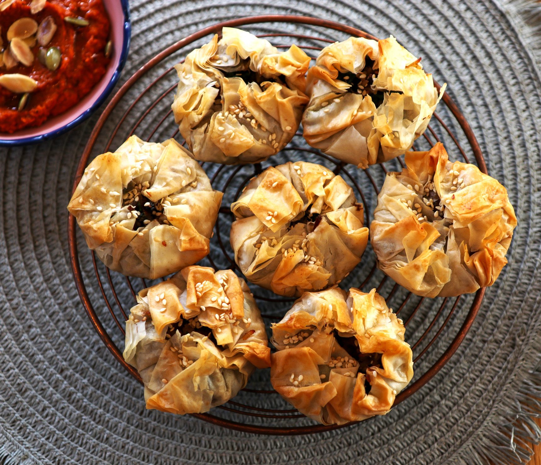 Photo of Dairy Capretto Goat Filo Parcels With Roasted Red Capsicum Dip